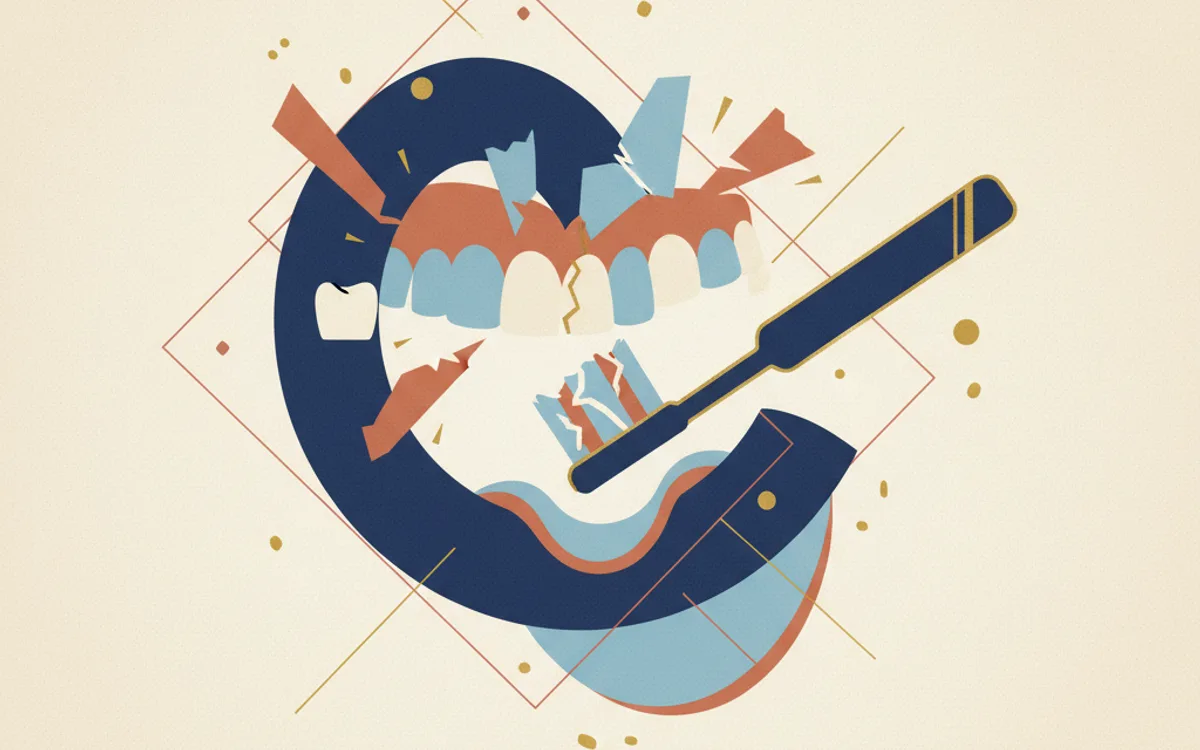 Ilustração editorial de escova de dentes com técnica de escovação correta