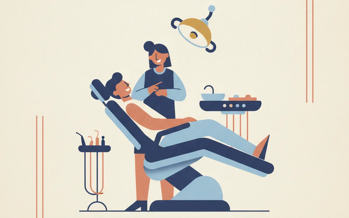 Ilustração editorial sobre durabilidade de faceta de porcelana — manutenção e longevidade do sorriso
