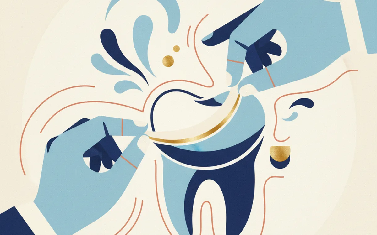Ilustração comparativa entre lente de contato dental e faceta de porcelana