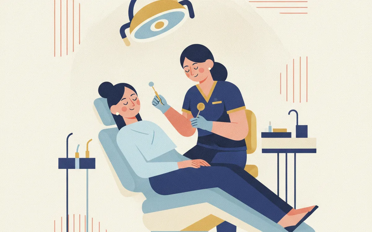 Paciente consciente em cadeira odontológica durante sedação consciente, relaxado mas claramente acordado