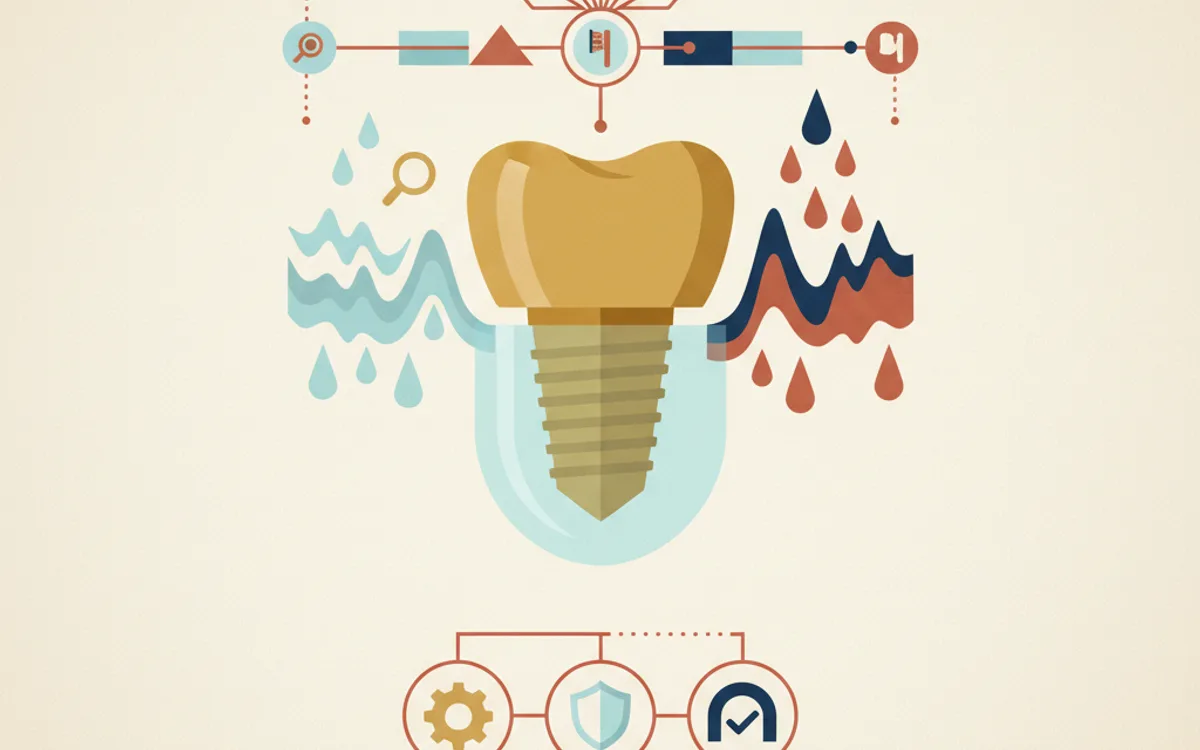 Ilustração de implante dentário protegido com escudo de prevenção ao redor
