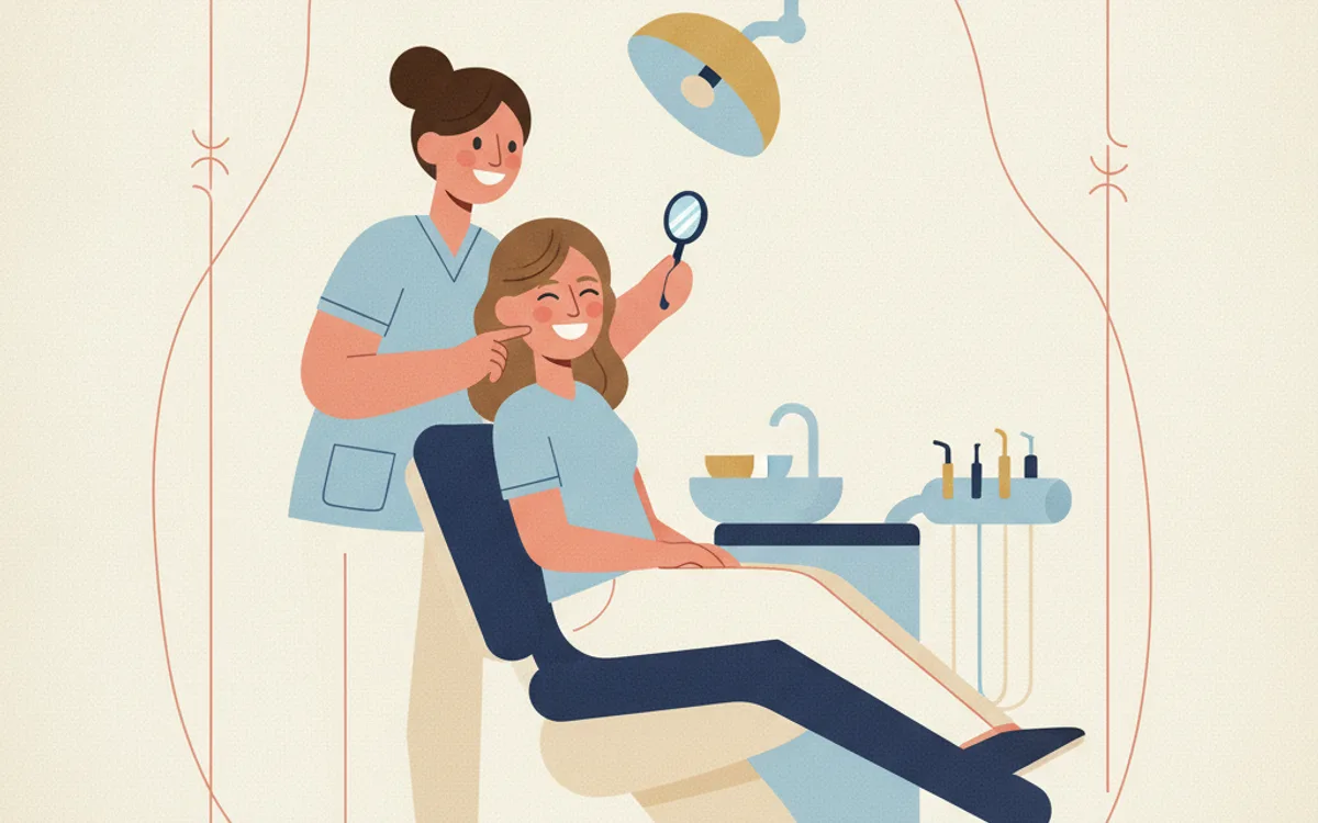 Ilustração editorial de dente restaurado com resina composta em Santos/SP — resultado natural e harmonioso