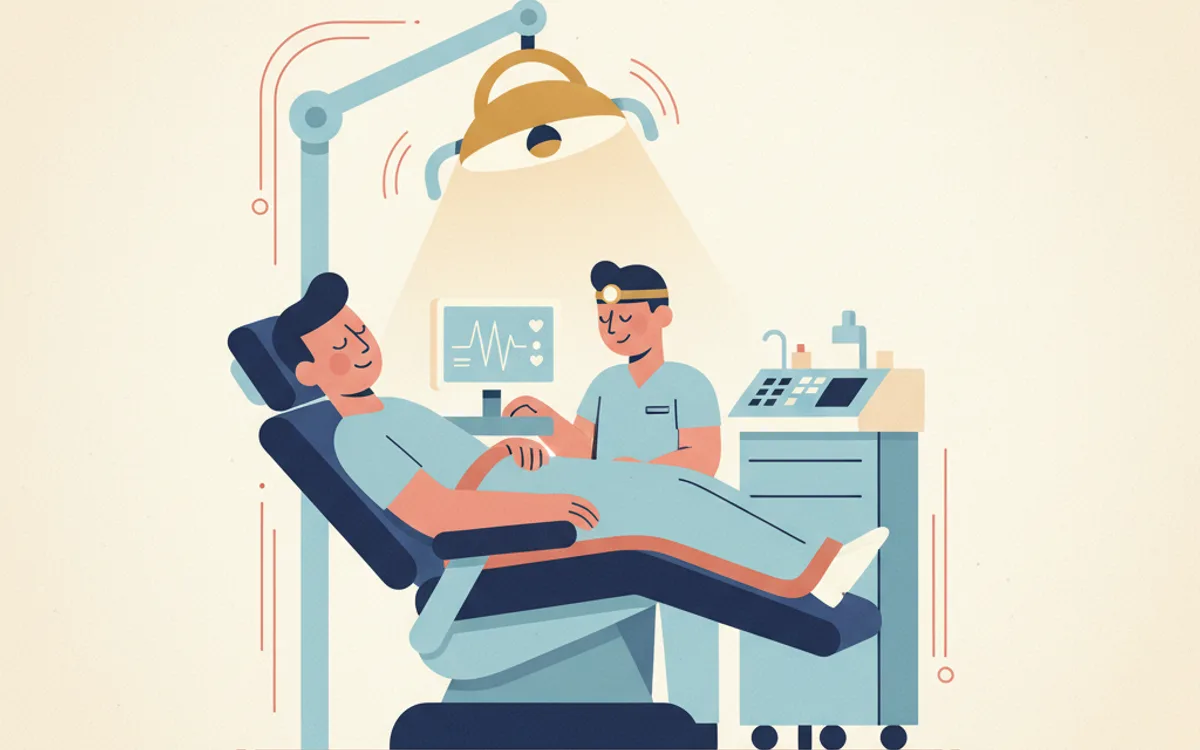 Paciente dormindo confortavelmente durante procedimento odontológico longo com sedação consciente